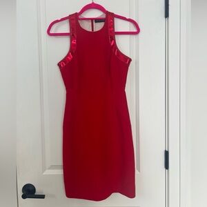 DAVID KOMA UK 8 / US 4 Wool  Metallic Lamb Leather Mini Dress SMALL FLAW / STAIN